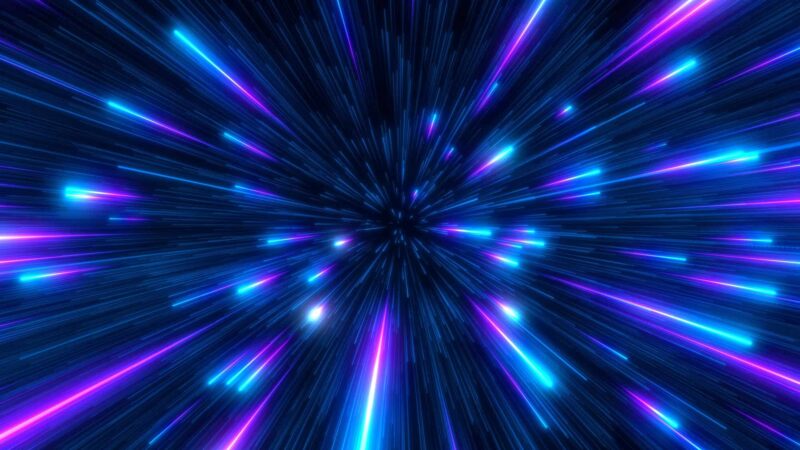 raios de luz azuis simulando